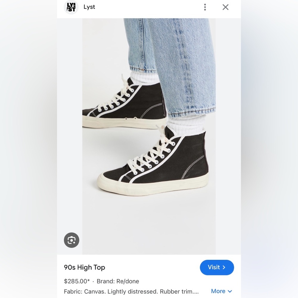 RE-DONE 90s high top black & white kicks
